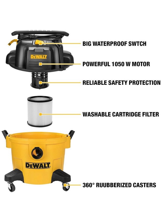 ديوالت مكنسة كهربائية أسطوانية للتنظيف الجاف والرطب 1050 واط أصفر وأسود 20 لتر DXV20P - Image 3