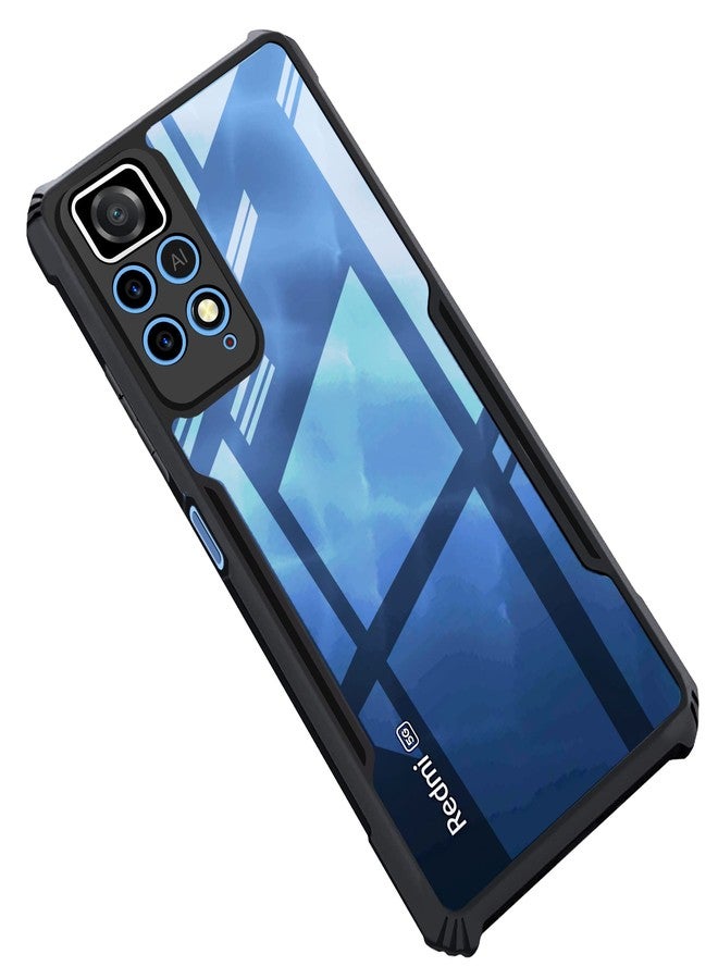 CEDO Backcover for Redmi Note 11 Pro/Note 11 Pro+ Plus | Camera Protection Shockproof Bumper-Edge | Acrylic Crystal Clear 360 Degree Protection TPU+PC | Transparent Eagle Back Case Cover (Black) - Image 1