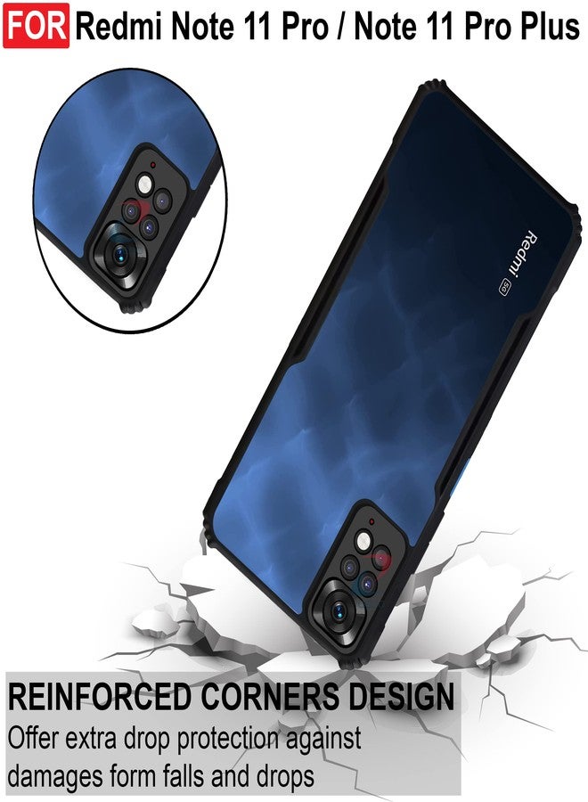 CEDO Backcover for Redmi Note 11 Pro/Note 11 Pro+ Plus | Camera Protection Shockproof Bumper-Edge | Acrylic Crystal Clear 360 Degree Protection TPU+PC | Transparent Eagle Back Case Cover (Black) - Image 3