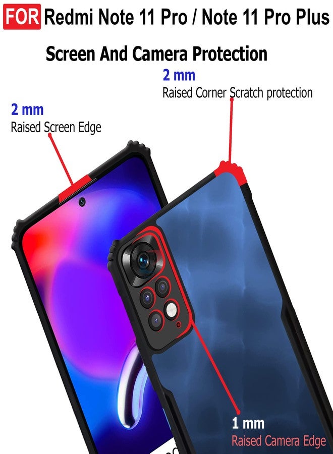 CEDO Backcover for Redmi Note 11 Pro/Note 11 Pro+ Plus | Camera Protection Shockproof Bumper-Edge | Acrylic Crystal Clear 360 Degree Protection TPU+PC | Transparent Eagle Back Case Cover (Black) - Image 4