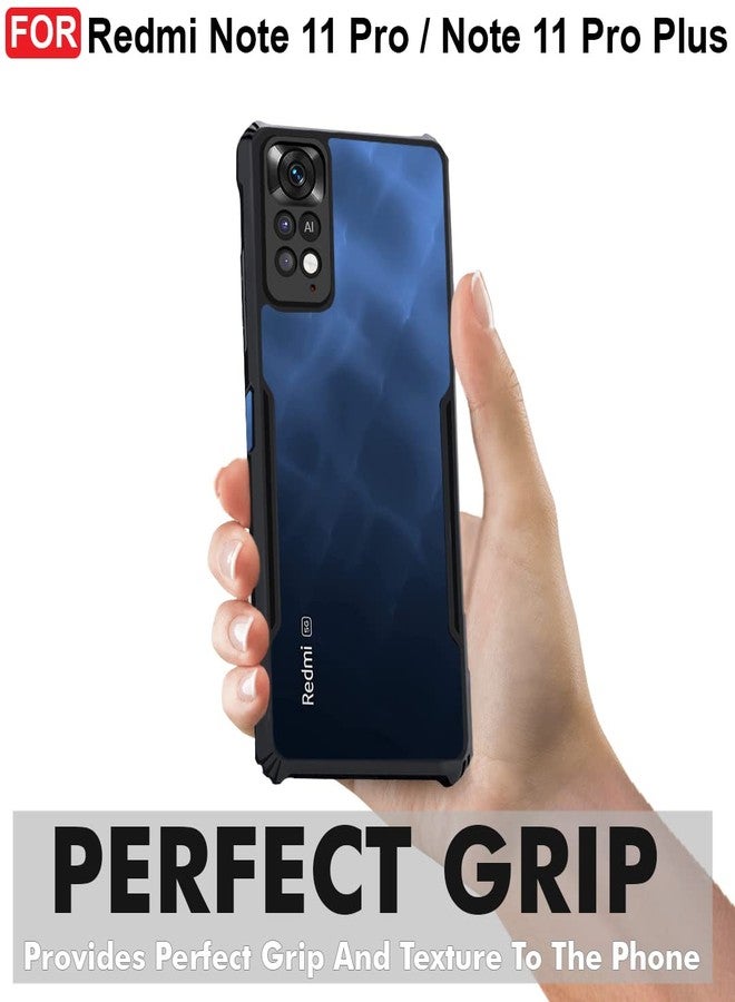CEDO Backcover for Redmi Note 11 Pro/Note 11 Pro+ Plus | Camera Protection Shockproof Bumper-Edge | Acrylic Crystal Clear 360 Degree Protection TPU+PC | Transparent Eagle Back Case Cover (Black) - Image 2