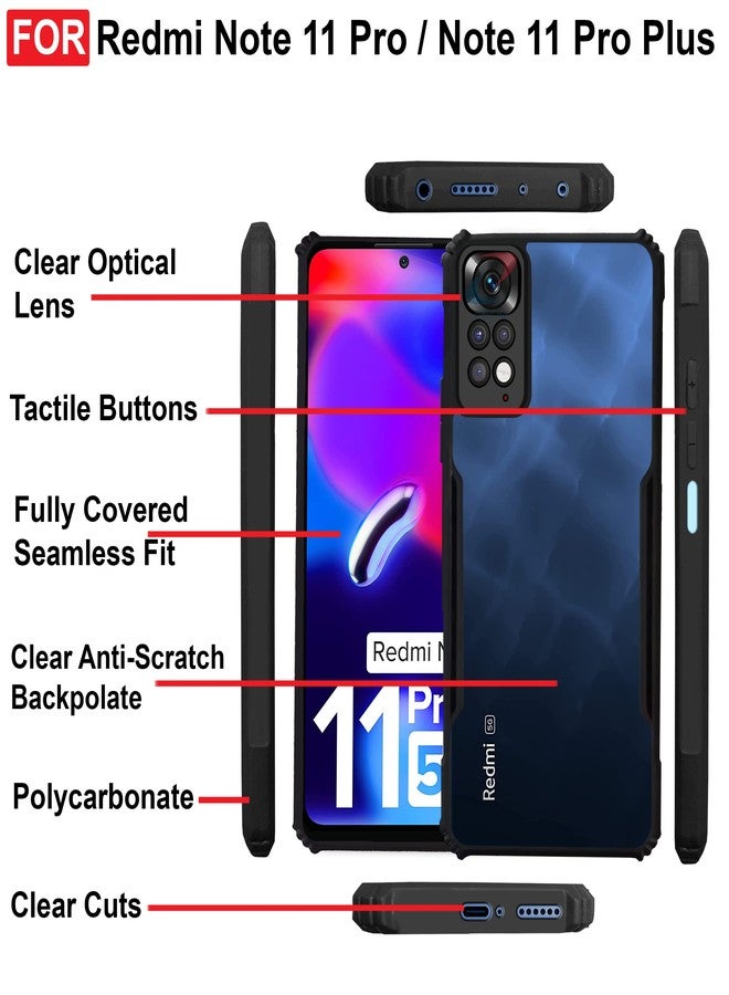 CEDO Backcover for Redmi Note 11 Pro/Note 11 Pro+ Plus | Camera Protection Shockproof Bumper-Edge | Acrylic Crystal Clear 360 Degree Protection TPU+PC | Transparent Eagle Back Case Cover (Black) - Image 5