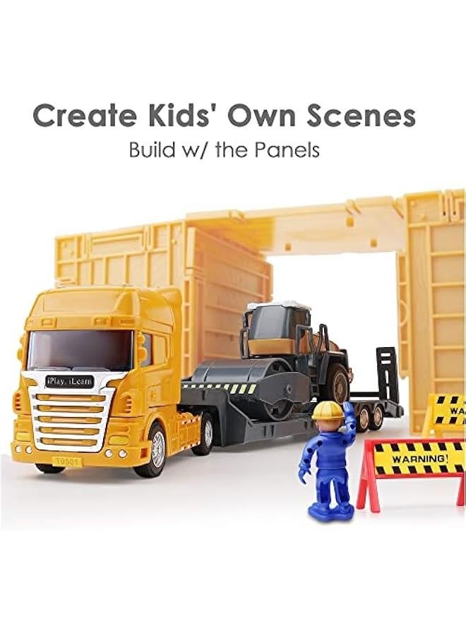مجموعة ألعاب بناء للأطفال، مجموعة ألعاب سيارات هندسية للأولاد، شاحنة لنقل الرافعة، جرافة و رافعة للشاحنات لموقع الرمل، هدية عيد ميلاد للأطفال من عمر 3 إلى 6 سنوات - Image 3