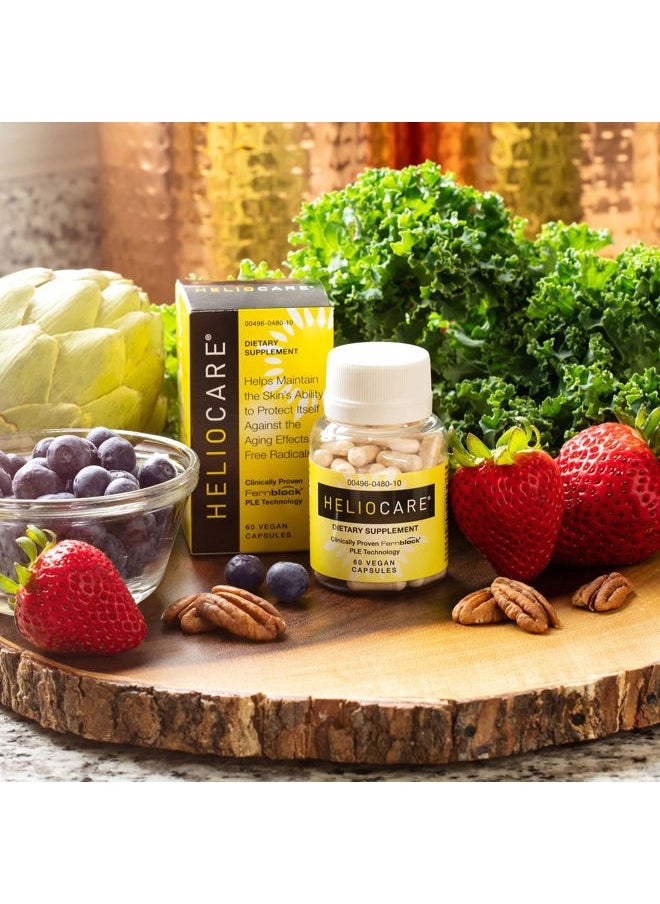 Heliocare - Skin Care Dietary Supplement: 240mg Polypodium Leucotomos Extract Pills - Antioxidant Rich Formula with Fernblock and PLE Technology - 60 Veggie Capsules - Image 1