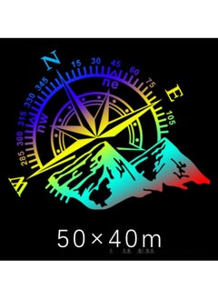 ملصق سيارة بوصلات الجبال، ليزر ملون 50×40 سم
