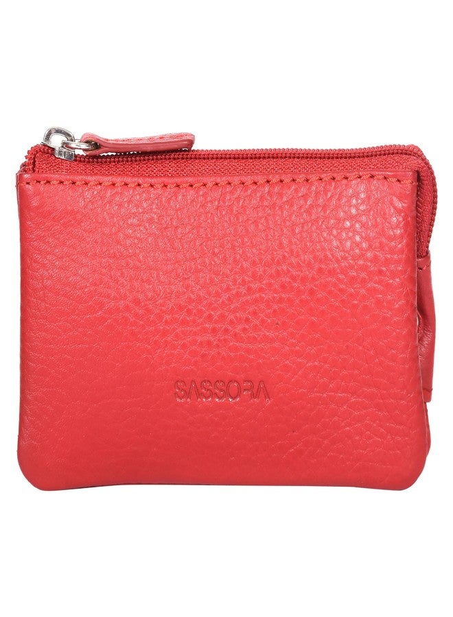 Sassora Genuine Leather Coin Pouch with Key Chain for Women - Image 1