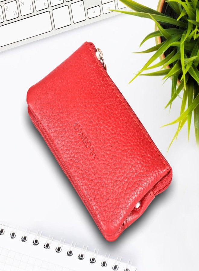 Sassora Genuine Leather Coin Pouch with Key Chain for Women - Image 4