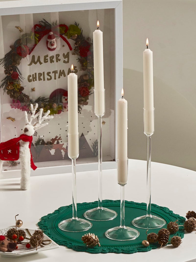2FY2SW Willceka Candle Holder Glass Taper Candle Tall Candlestick Holder 4 Different Heights for Table Centerpiece Wedding Party Clear 4pcs - Image 2