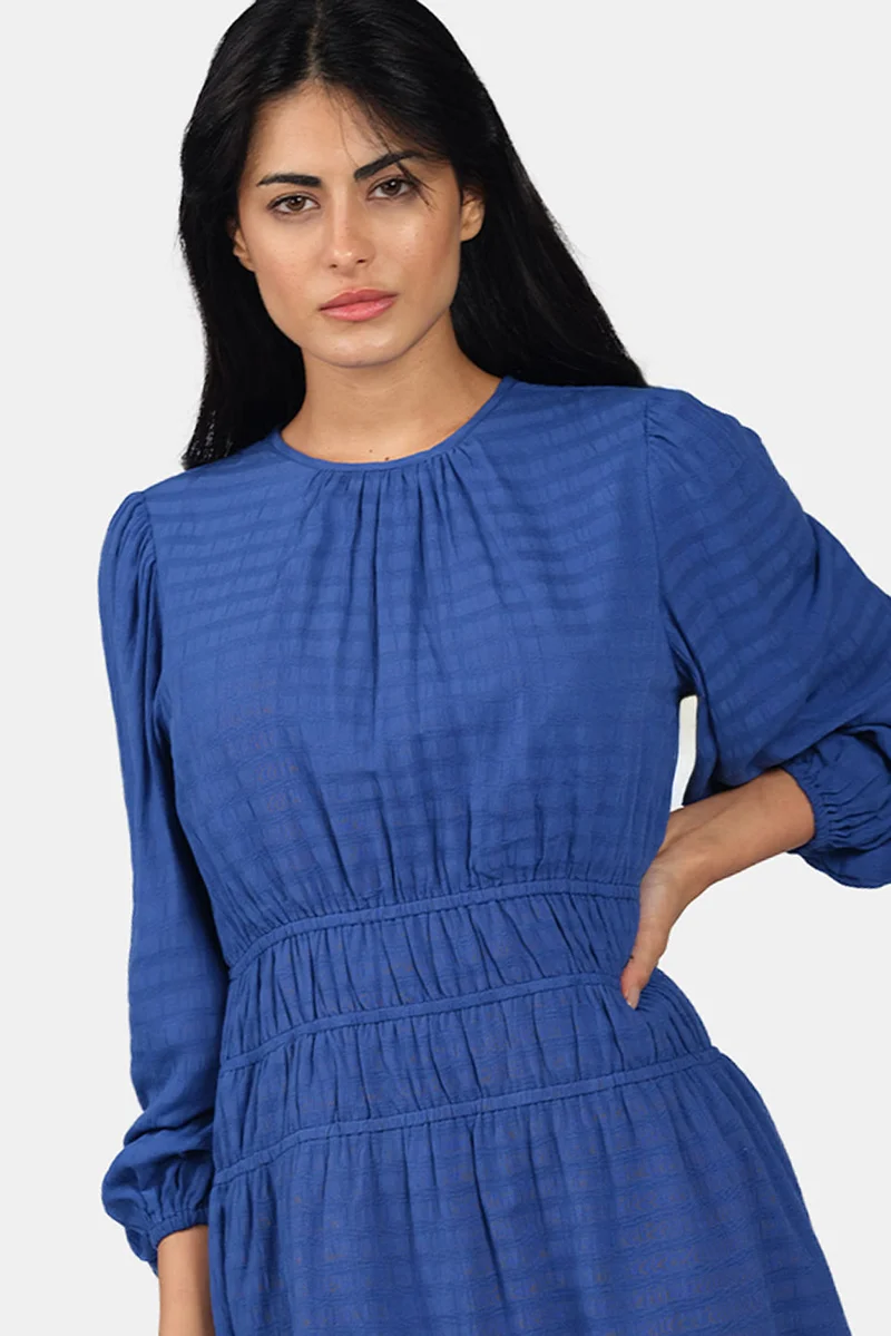 Virgio  Solid Viscose Bishop Sleeve Mini Dress for Women for Women | Best Price UAE
