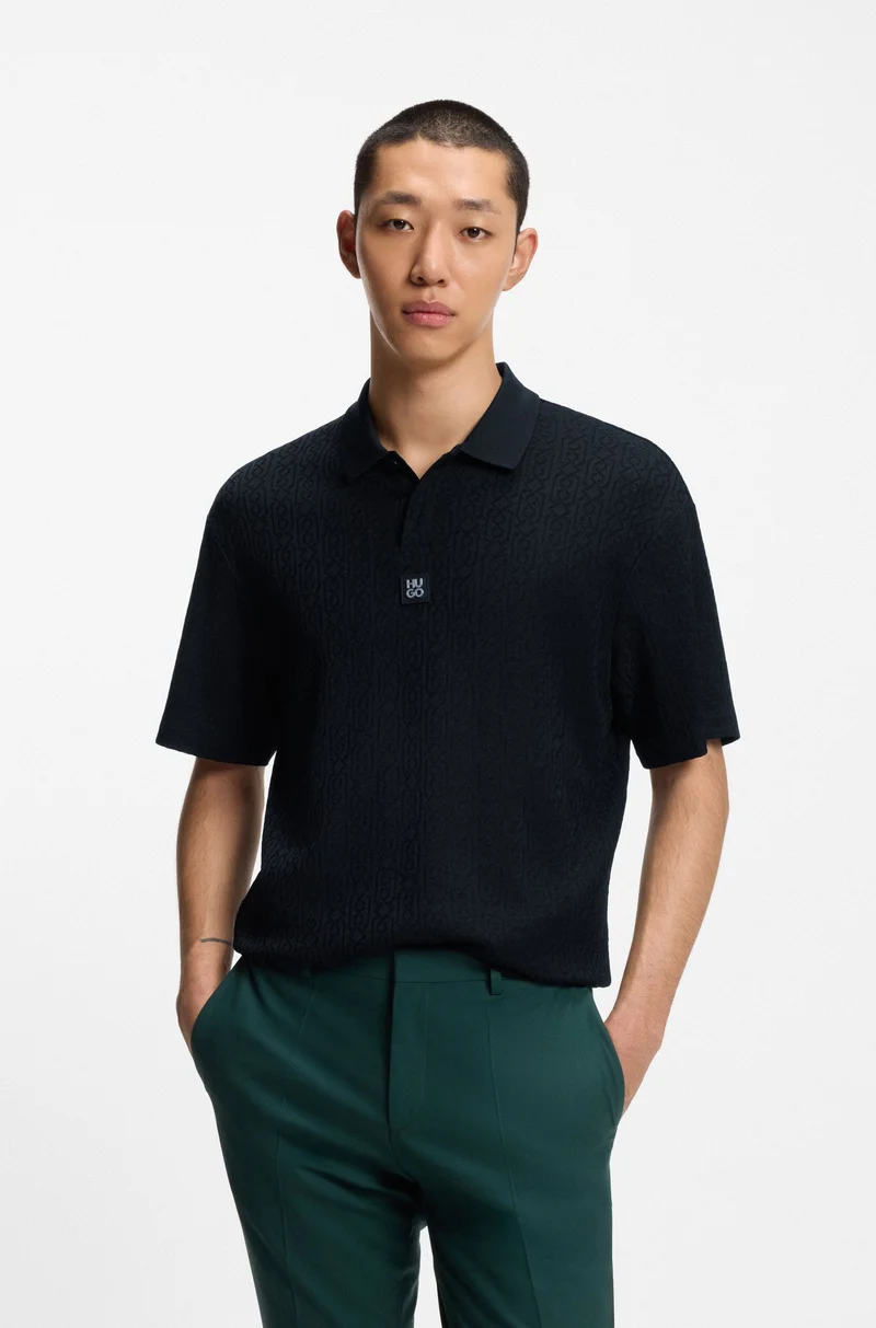 هوجو Relaxed-fit polo shirt with jacquard pattern