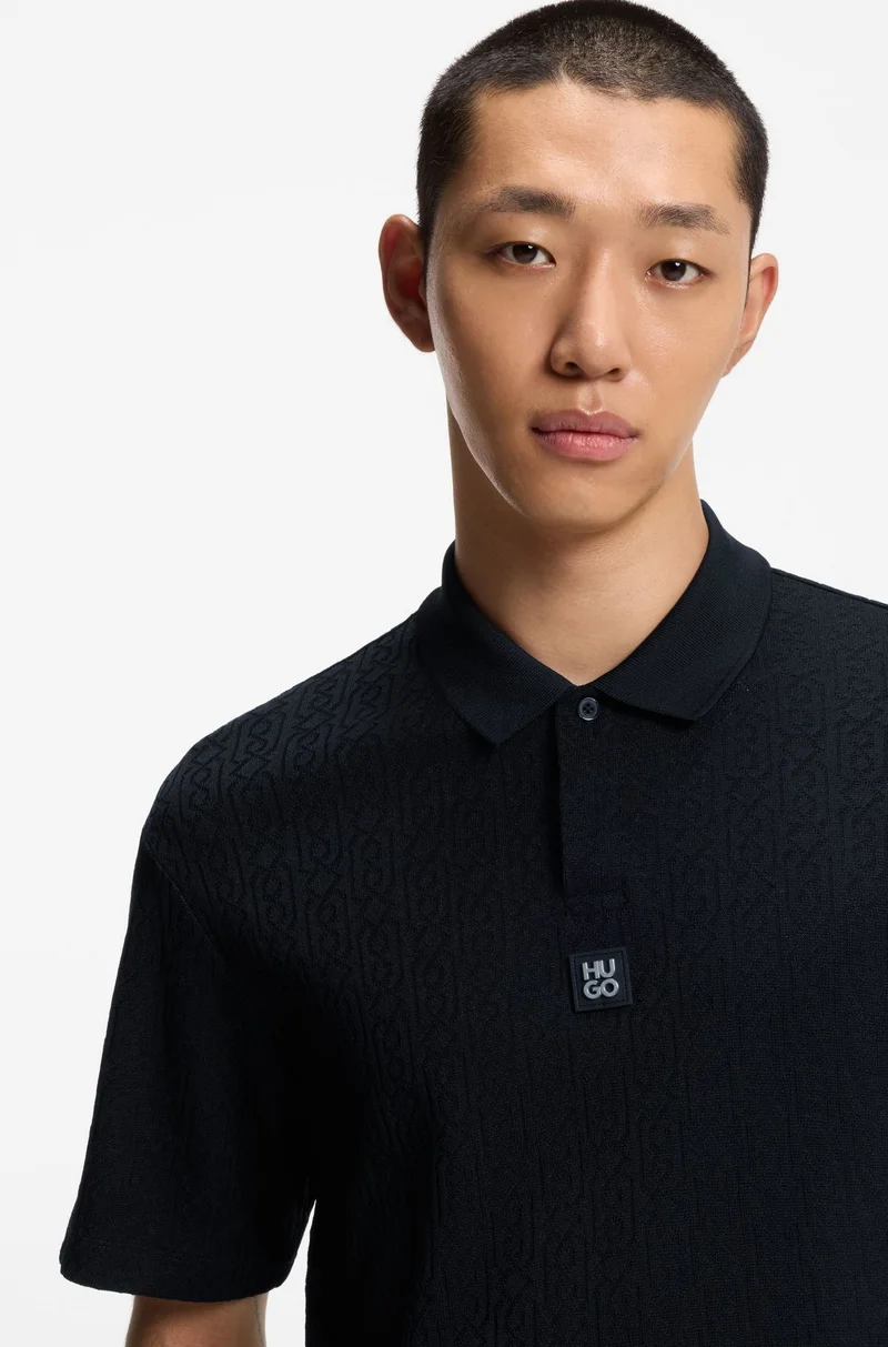 HUGO Relaxed-fit polo shirt with jacquard pattern