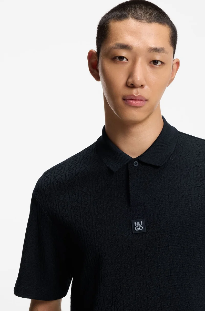 HUGO Relaxed-fit polo shirt with jacquard pattern
