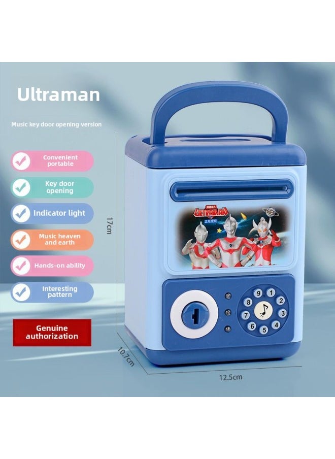 Generic - Creative Ultraman Piggy Bank Large Capacity Children Can't Break, Only Can't Get In Boy Piggy Bank Can't Break, Anti-fall-Color:Key Unlock [Ultraman] No Gifts (blue)-Size:Battery Version - Image 1