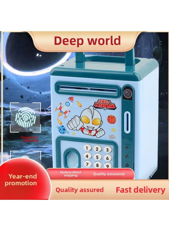 Generic - Creative Ultraman Piggy Bank Large Capacity Children Can't Break, Only Can't Get In Boy Piggy Bank Can't Break, Anti-fall-Color:Key Unlock [Ultraman] No Gifts (blue)-Size:Battery Version - Image 1