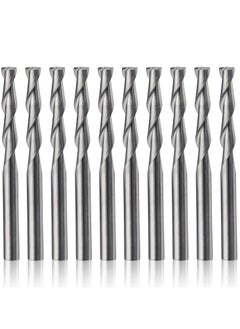 مجموعة لقم مطحنة نهاية 10 قطع، لقم توجيه 1/8 بوصة ساق CNC، مطحنة نهاية مسطحة من كربيد الأنف، أداة قطع طحن حلزونية فلوت للخشب الصلب PVC MDF (3.175 مم)