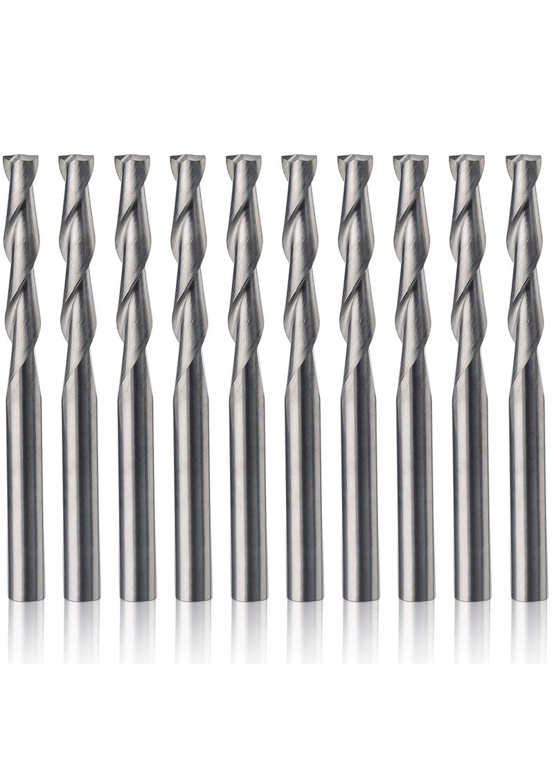 Generic - مجموعة لقم مطحنة نهاية 10 قطع، لقم توجيه 1/8 بوصة ساق CNC، مطحنة نهاية مسطحة من كربيد الأنف، أداة قطع طحن حلزونية فلوت للخشب الصلب PVC MDF (3.175 مم) - Image 1