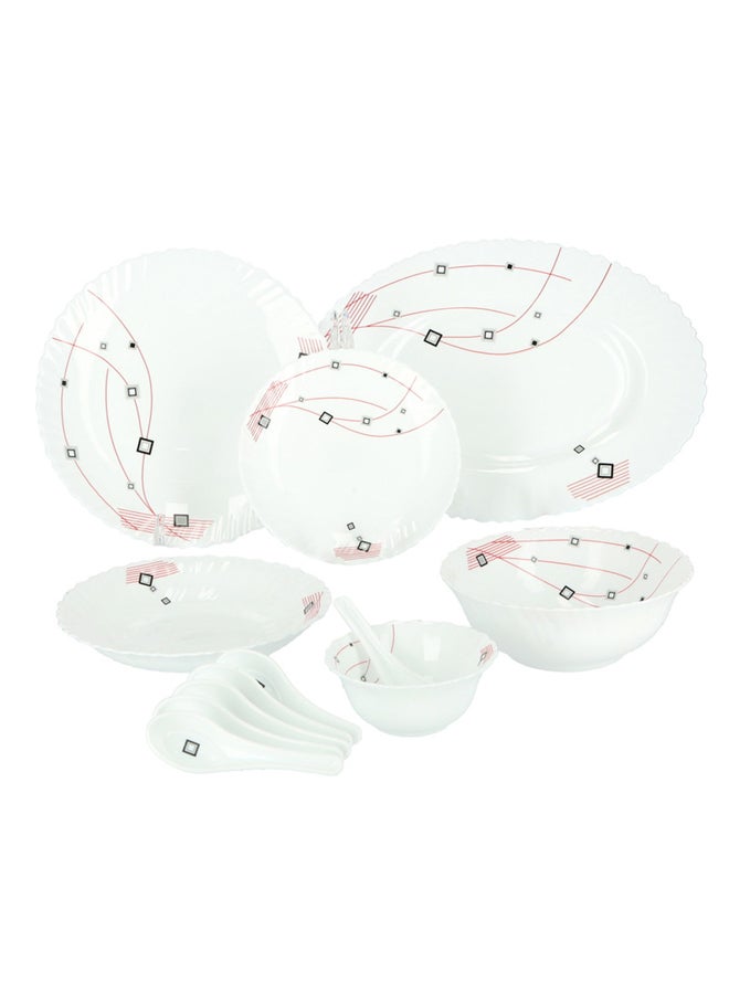 Royalford 33 Piece Opal ware Dinner Set- RF8982| Includes Dinner Plates, Quarter Plates, Oval Plates, Deep Soup Plates, Soup Bowls, Serving Bowls, Spoons| Chip-Resistant and Elegant Design White - Image 1