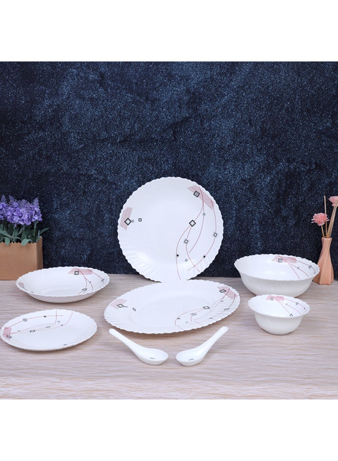 Royalford 33 Piece Opal ware Dinner Set- RF8982| Includes Dinner Plates, Quarter Plates, Oval Plates, Deep Soup Plates, Soup Bowls, Serving Bowls, Spoons| Chip-Resistant and Elegant Design White - Image 3