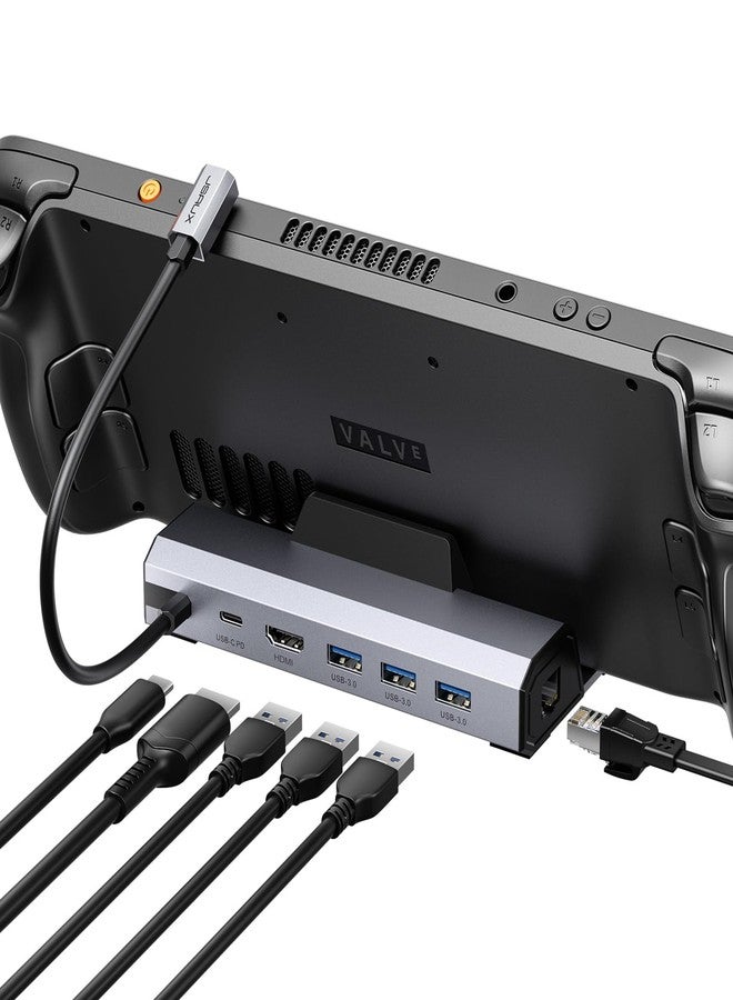 جيسوس محطة إرساء JSAUX متوافقة مع Steam Deck، محطة إرساء Steam Deck 6 في 1 مزودة بمنفذ HDMI 2.0 بدقة 4K@60Hz، ومنفذ إيثرنت جيجابت، و3 منافذ USB-A 3.0، ومنفذ USB-C للشحن السريع، متوافقة مع Valve Steam Deck-HB0603 - Image 1