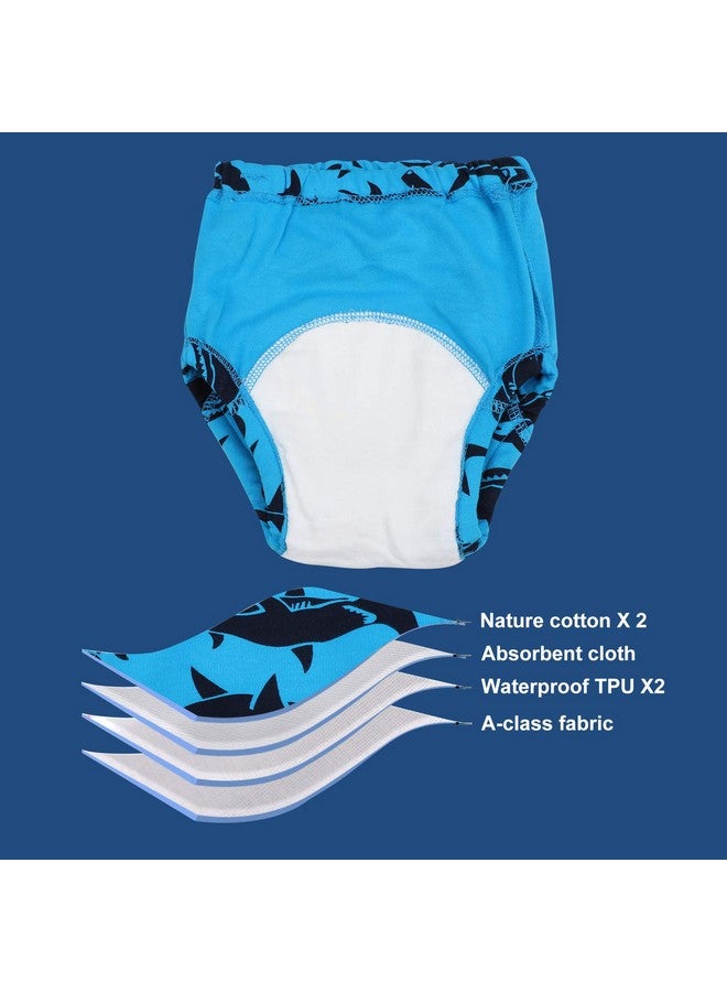 MooMoo Baby 6 Packs Cotton Training Pants Reusable Toddler Potty Training Underwear For Boy And Girl Dinosaur-6T Blue - Image 3