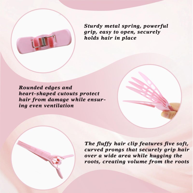 Foaryoer Hair Volume Clip,4 Pcs Volumizing Hair Clips for Women,Root Lifting Volume Booster Tool for Fluffy Bangs,No Crease Hair Root Lifting Clips for Natural (Pink) - Image 3