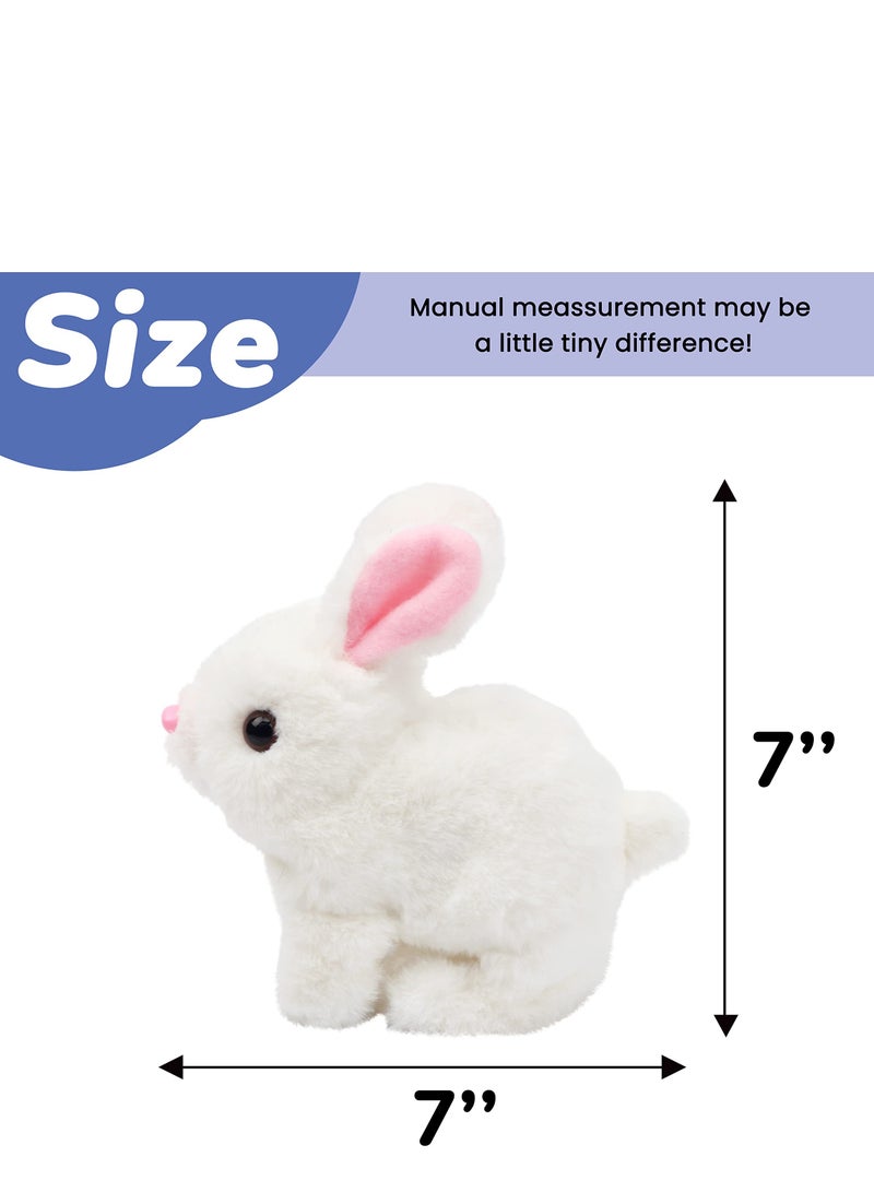 Hopping Rabbit Interactive Electronic Pet Plush Bunny Toy with Sounds and Movements Animated Walking Wiggle Ears Twitch Nose Gift for Toddlers Birthday, White, 7''  - Image 2