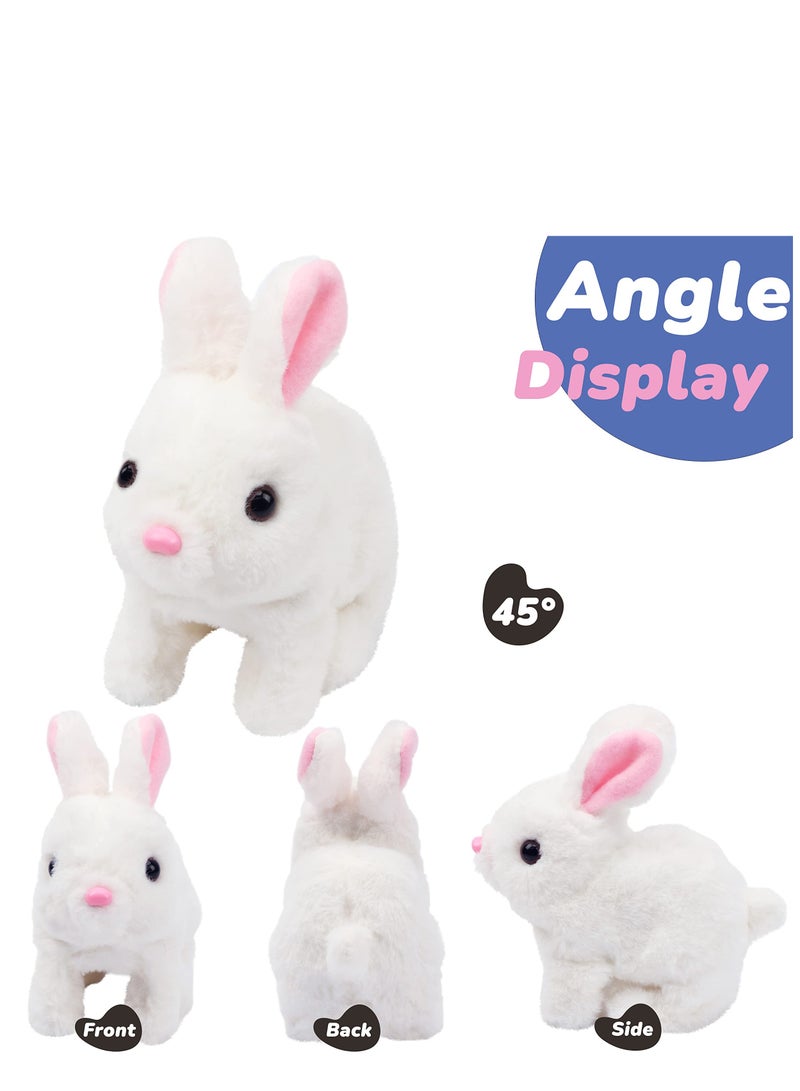 Hopping Rabbit Interactive Electronic Pet Plush Bunny Toy with Sounds and Movements Animated Walking Wiggle Ears Twitch Nose Gift for Toddlers Birthday, White, 7''  - Image 3