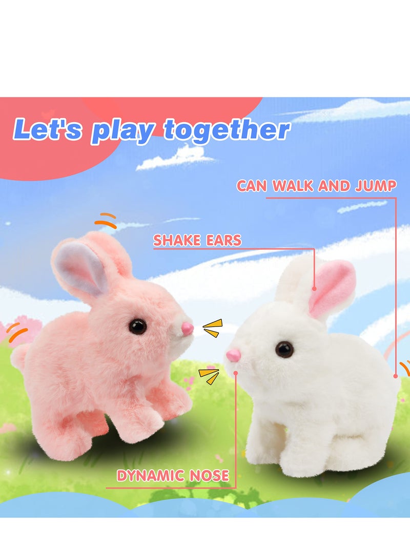 Hopping Rabbit Interactive Electronic Pet Plush Bunny Toy with Sounds and Movements Animated Walking Wiggle Ears Twitch Nose Gift for Toddlers Birthday, White, 7''  - Image 4
