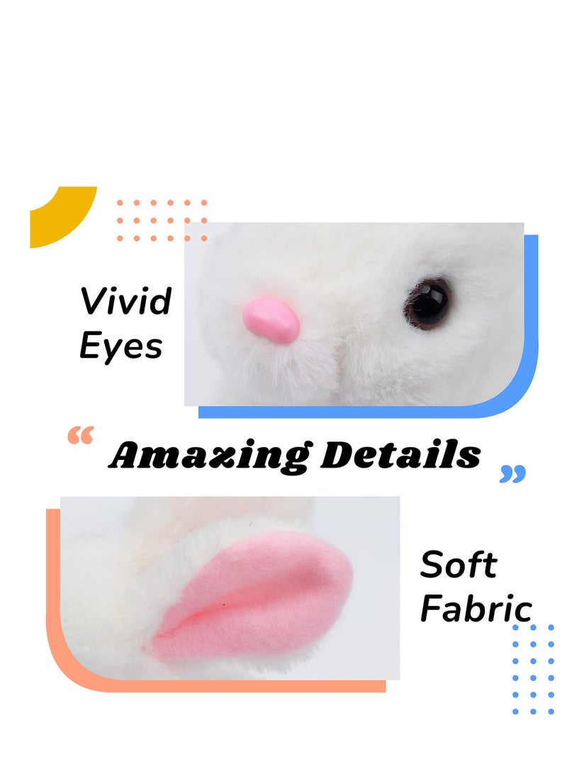 Hopping Rabbit Interactive Electronic Pet Plush Bunny Toy with Sounds and Movements Animated Walking Wiggle Ears Twitch Nose Gift for Toddlers Birthday, White, 7''  - Image 5