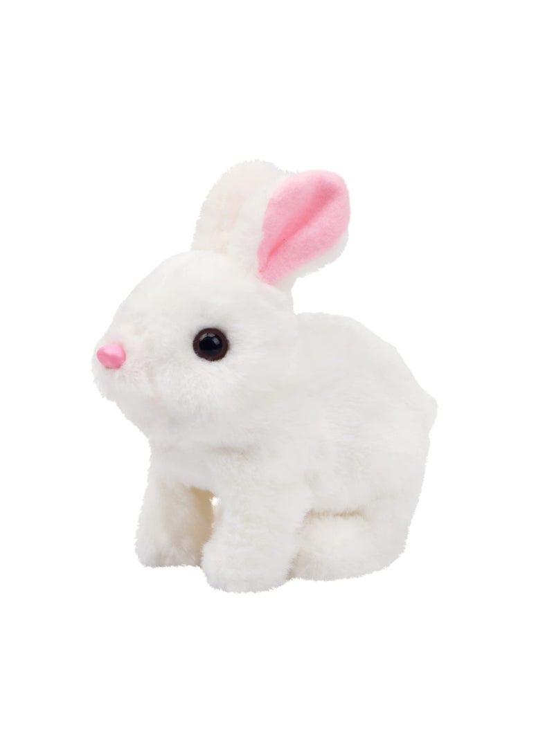 Hopping Rabbit Interactive Electronic Pet Plush Bunny Toy with Sounds and Movements Animated Walking Wiggle Ears Twitch Nose Gift for Toddlers Birthday, White, 7''  - Image 5