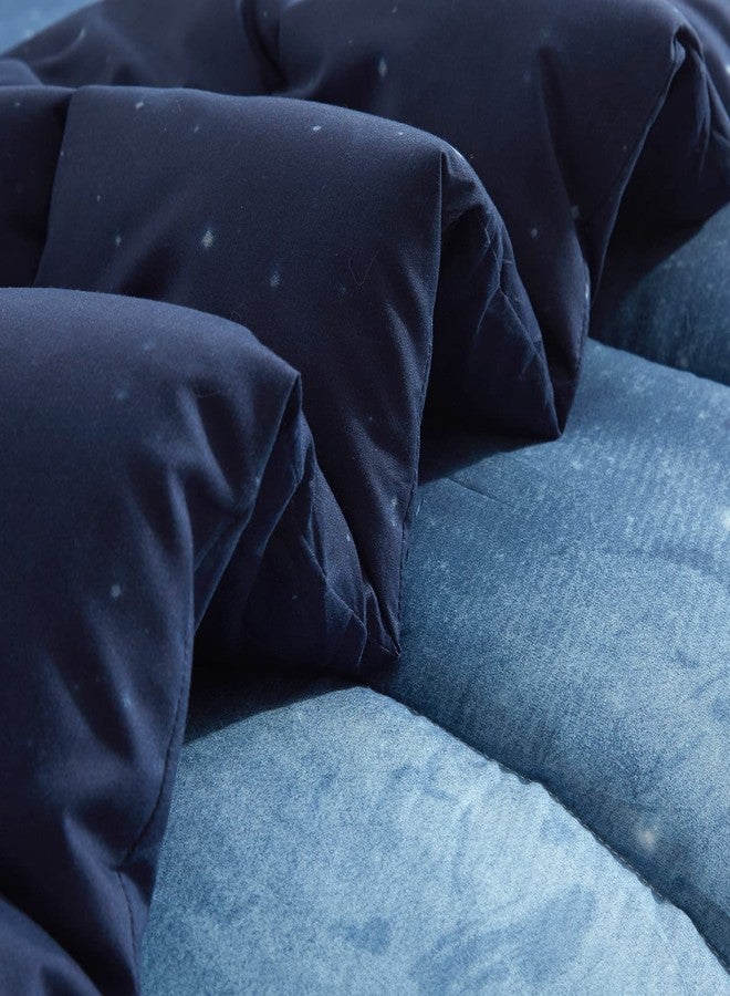 HYPREST طقم لحاف سرير مزدوج للأطفال من هايبريست مع ملاءات - طقم لحاف سرير مزدوج من 5 قطع للبنات والأولاد، لون أزرق قمر ونجمة، لحاف سرير مزدوج فائق النعومة وخفيف الوزن وجيد التهوية (معتمد من Oeko-Tex) - Image 5