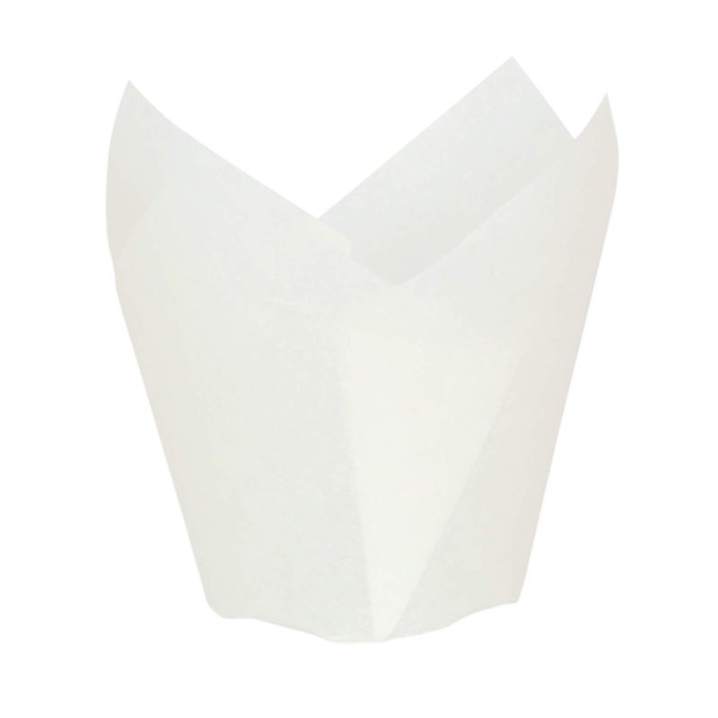 PacknWood 209CPST1B Tulips White Silicone Baking Cup LinerWhite Tulip Cupcake LinersParchment Paper Cupcake Liners 125 oz 25 x 11  Case of 1000