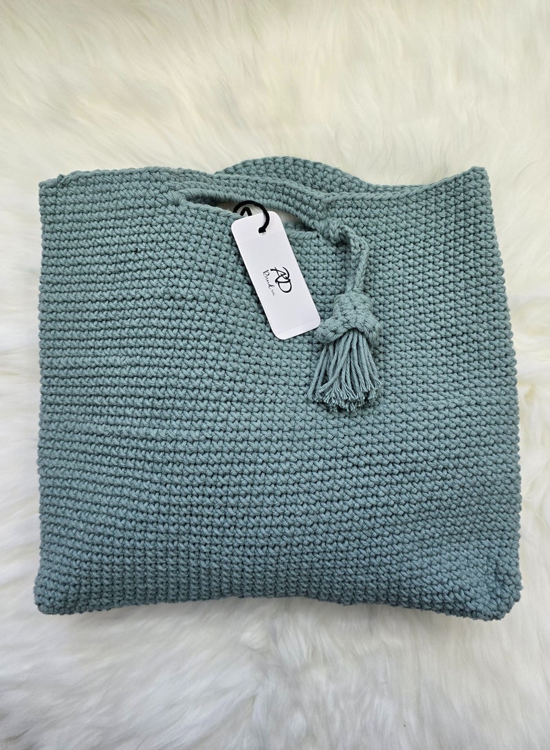 RandSac Teal Crochet Tote Handbag - Image 1