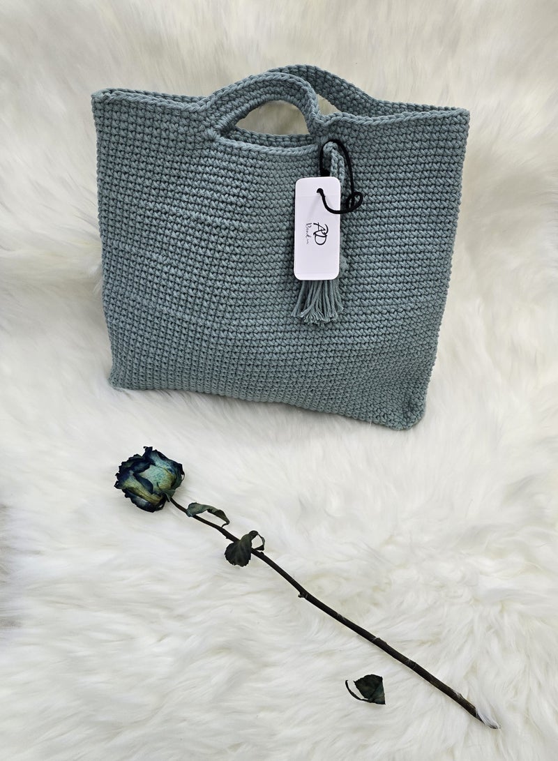 RandSac Teal Crochet Tote Handbag - Image 2