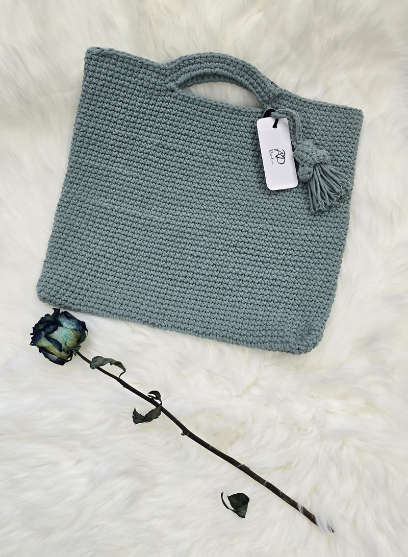 RandSac Teal Crochet Tote Handbag - Image 3