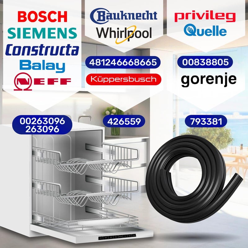 MONTERAL Dishwasher Door Seal Rubber with Original Code 263096 for Bosch - MADE IN EUROPE - 10 Year Warranty - - Image 2