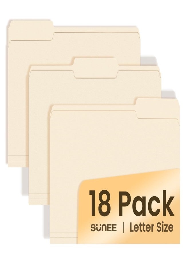SUNEE File Folders, 18 Pack Manilla Folders 8.5 x 11, 1/3 Cut Tab for Easy Labeling and Organization, Durable Standard Paper for Home, Office, School Filing - Image 1