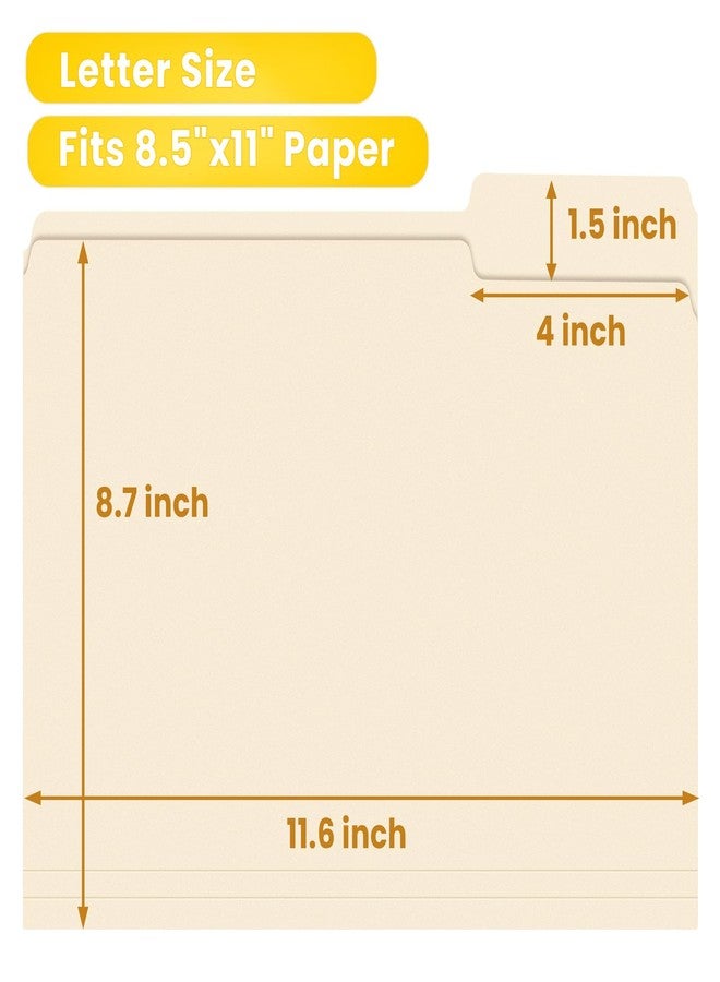 SUNEE File Folders, 18 Pack Manilla Folders 8.5 x 11, 1/3 Cut Tab for Easy Labeling and Organization, Durable Standard Paper for Home, Office, School Filing - Image 2