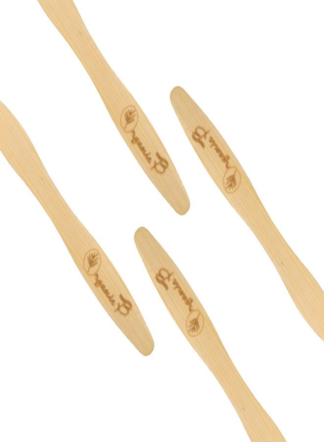 Organic B Bamboo Gentle Touch Toothbrush Pack of 4 Beige Color Bristles for Sensitive Gums | Natural Wood Toothbrushes with Eco-Friendly Handle for Women, Men & Kids BPA-Free Manual Tooth Brush - Image 3