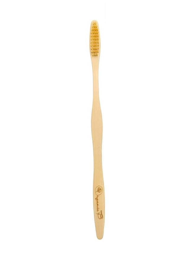 Organic B Bamboo Gentle Touch Toothbrush Pack of 4 Beige Color Bristles for Sensitive Gums | Natural Wood Toothbrushes with Eco-Friendly Handle for Women, Men & Kids BPA-Free Manual Tooth Brush - Image 5
