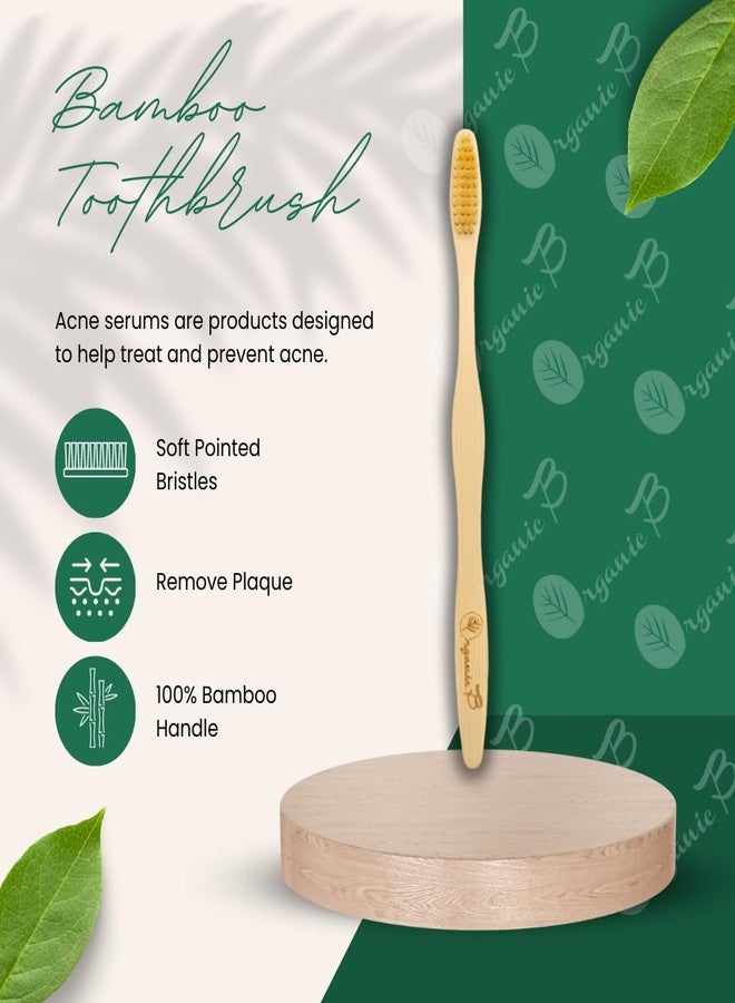 Organic B Bamboo Gentle Touch Toothbrush Pack of 4 Beige Color Bristles for Sensitive Gums | Natural Wood Toothbrushes with Eco-Friendly Handle for Women, Men & Kids BPA-Free Manual Tooth Brush - Image 4