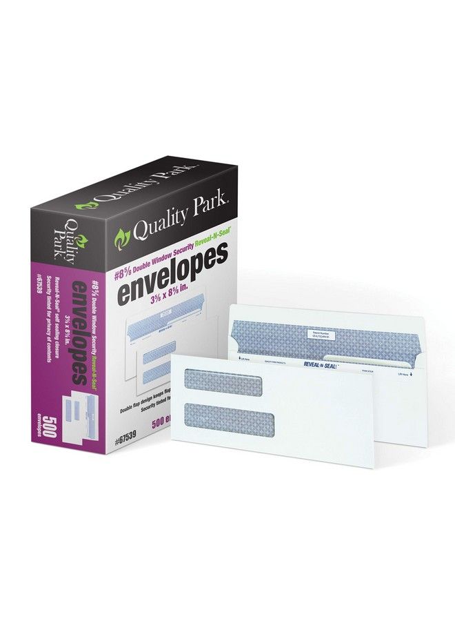 Quality Park 8 5 8 Doublewindow Security Envelopes Selfsealing Tamper Evident For Checks Payroll 24 Lb White Wove 35 8 X 85 8 Inches 500 Box (Qua67539) - Image 1