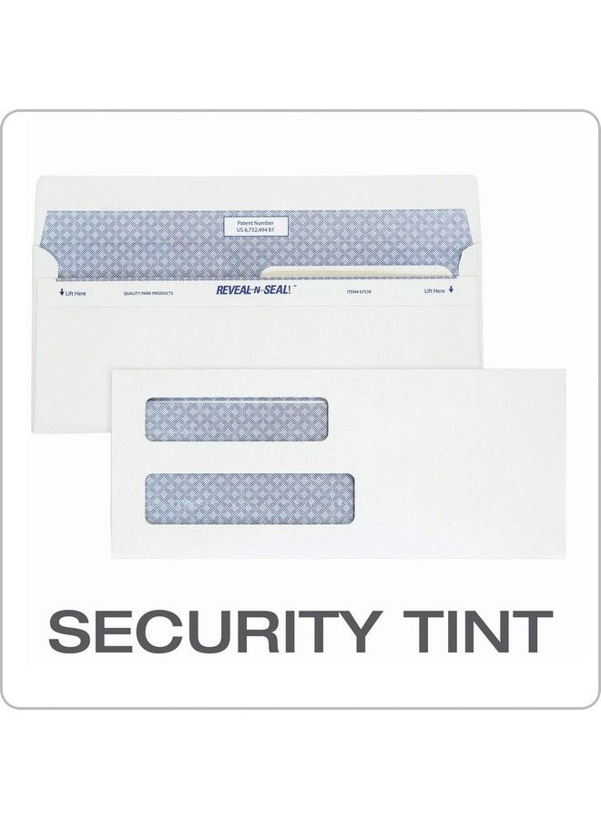 Quality Park 8 5 8 Doublewindow Security Envelopes Selfsealing Tamper Evident For Checks Payroll 24 Lb White Wove 35 8 X 85 8 Inches 500 Box (Qua67539) - Image 4