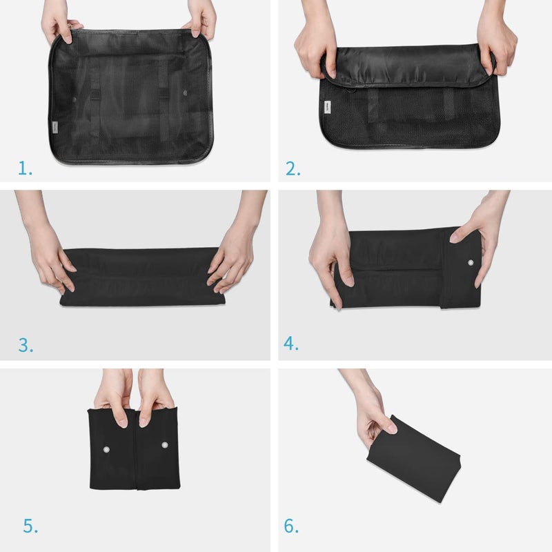 Travel Luggage Organizers: 7 Pcs Black Set - Waterproof Oxford Fabric Compression Design, Save 30% Extra Space, Zipper Closure Packing Cubes for Short Long Business Trips, Travelers, Suitcases Backpac - Image 5