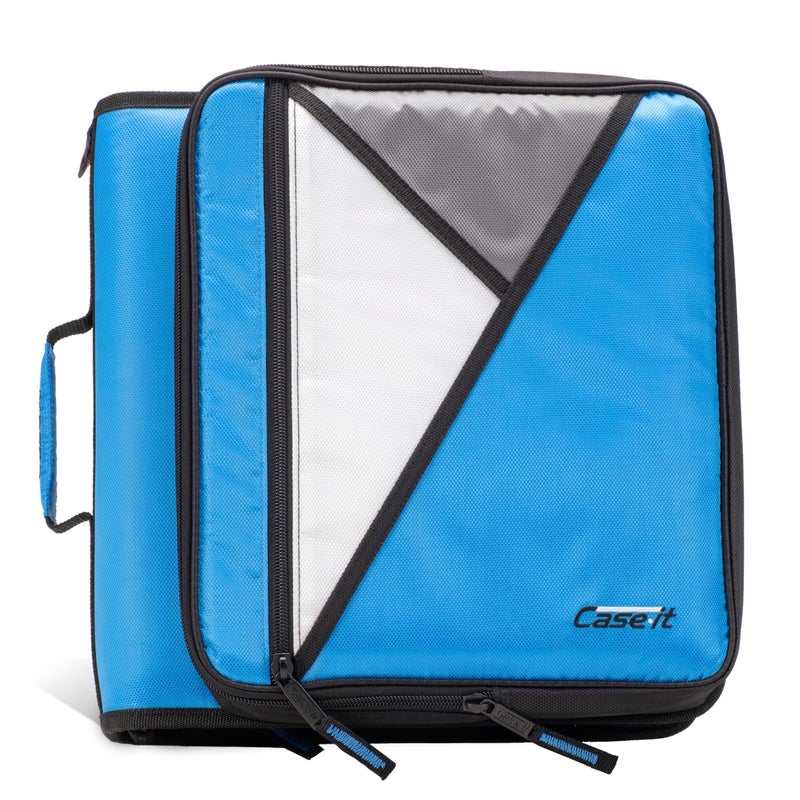 Case it The Universal Zipper Binder - 2 Inch O-Rings - Padded Pocket That Holds up to 13 Inch Laptop/Tablet - Multiple Pockets - 400 Page Capacity - Comes with Shoulder Strap - Denim Blue LT-007 - Image 1