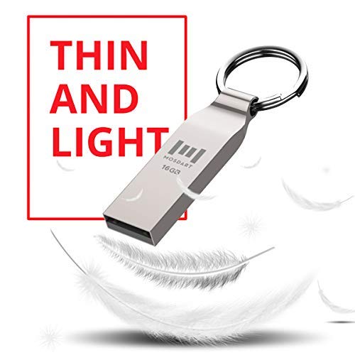 MOSDART Waterproof 16GB USB2.0 Flash Drive, FAT32 Metal Memory Stick with Keychain, for System Back, Data Storage, Silver(Pack of 10) - Image 2