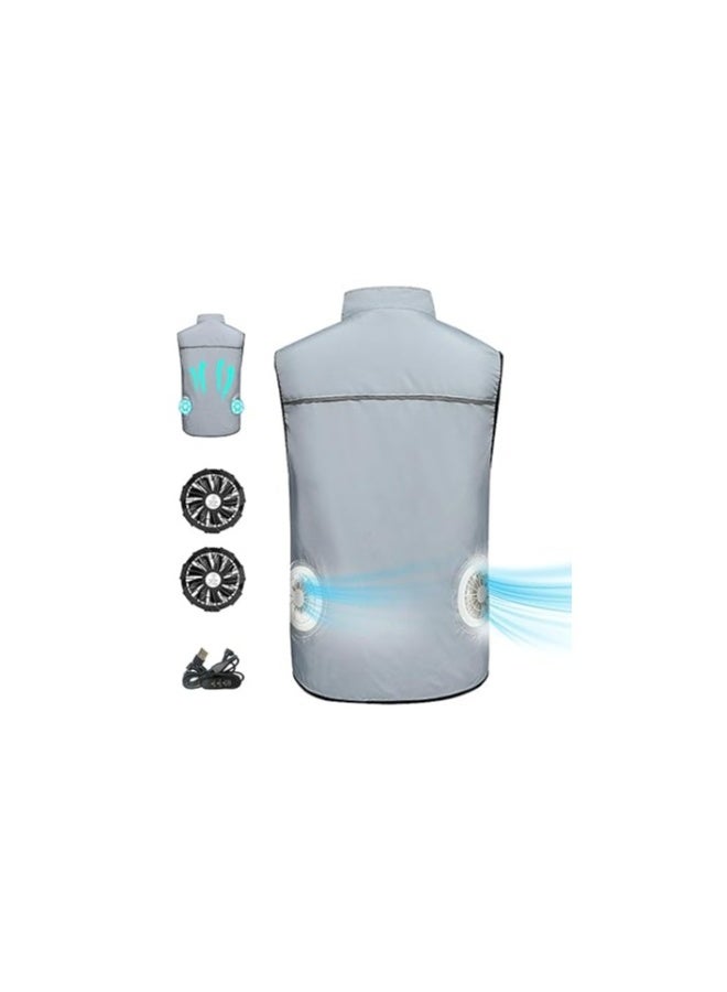 Cooling Vest with 2 USB Fans, 3-Speed Air Conditioning, Breathable and Sun-Protective Jacket for Outdoor Work and Sports (XL) - Ideal Fan Cooling Jacket for Comfort and Performance. - Image 2