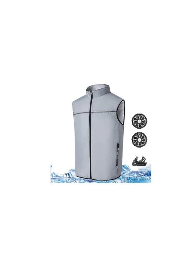 Cooling Vest with 2 USB Fans, 3-Speed Air Conditioning, Breathable and Sun-Protective Jacket for Outdoor Work and Sports (XL) - Ideal Fan Cooling Jacket for Comfort and Performance. - Image 1