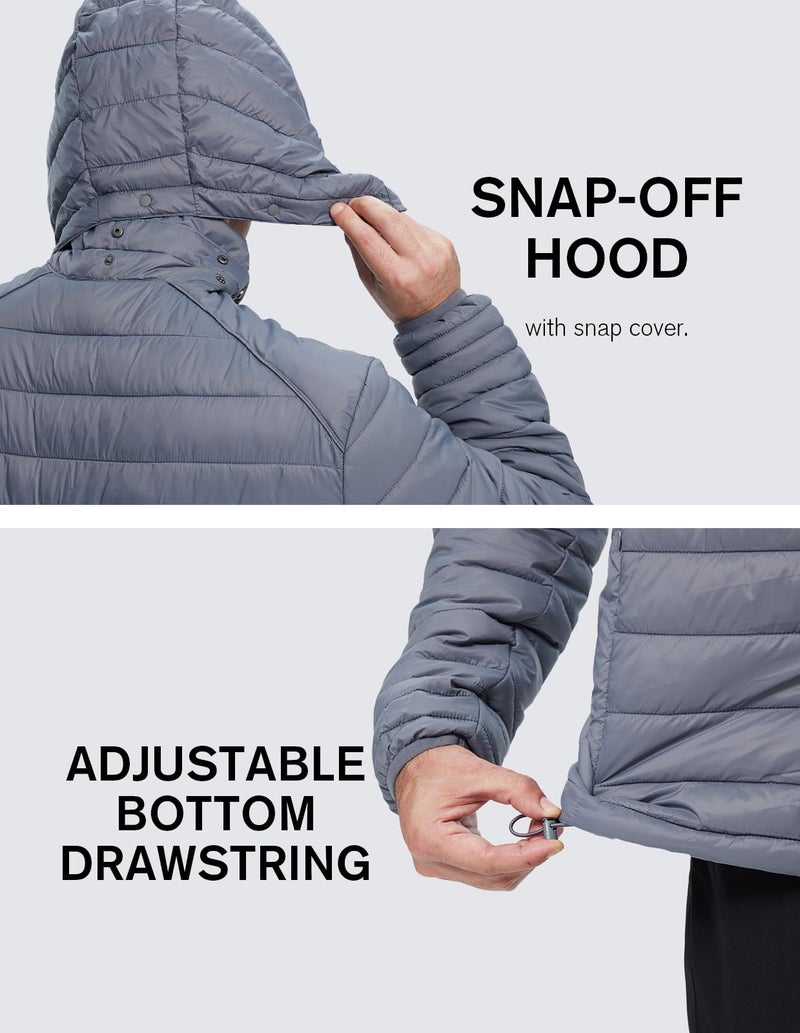 Fit Space Men's Puffer Jacket Down Synthesis Lightweight Hiking Jacket Winter Warm Coat Quilted Water Resistant Packable (Grey, X-Large) - Image 4