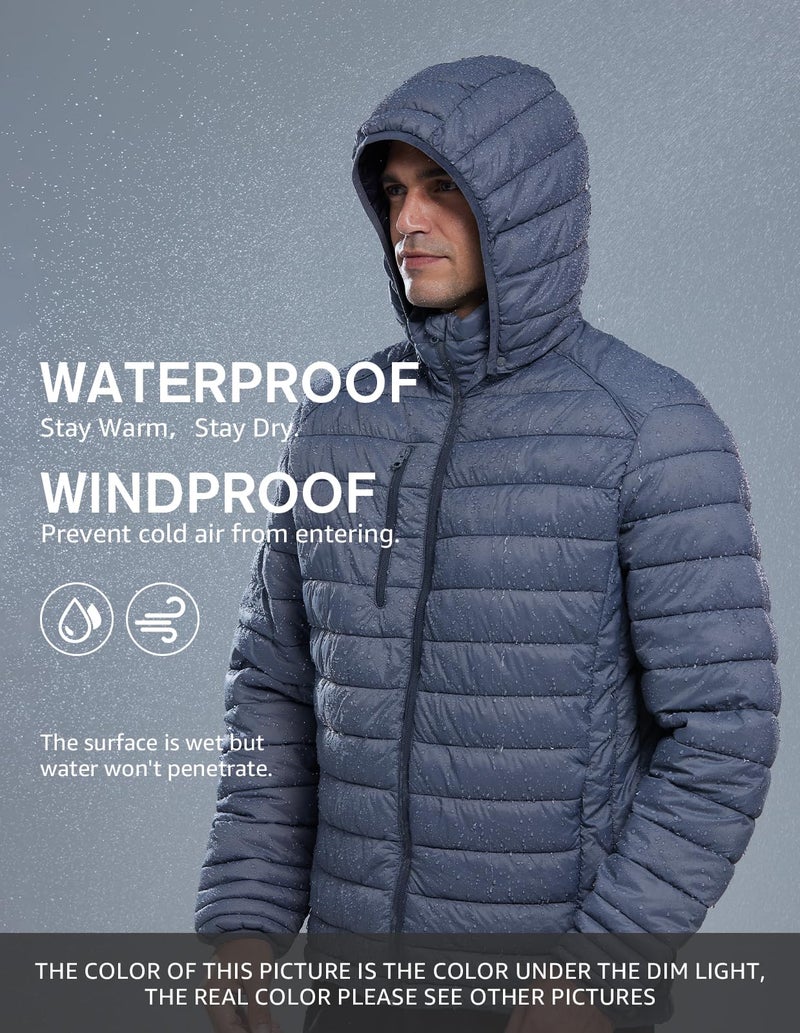 Fit Space Men's Puffer Jacket Down Synthesis Lightweight Hiking Jacket Winter Warm Coat Quilted Water Resistant Packable (Grey, X-Large) - Image 3